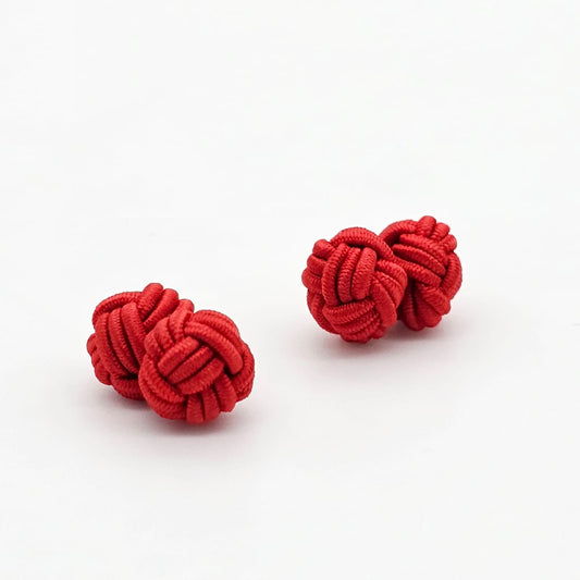 CUFFLINK SILK KNOT, TYPE UNI-COLOR TWIN-FIST, DARK RED