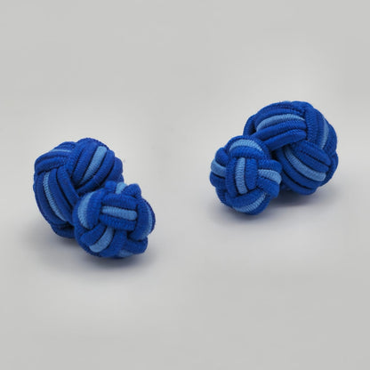 CUFFLINK SILK KNOT, BIG & SMALL DUAL FIST DI-COLOR SHADES OF BLUE