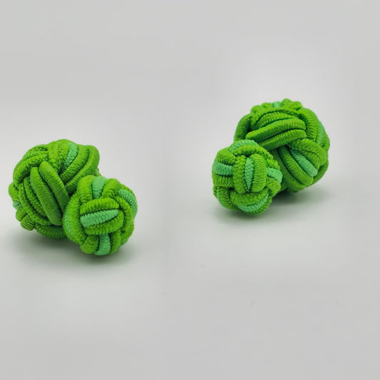 CUFFLINK SILK KNOT, BIG & SMALL DUAL FIST DI-COLOR SHADES OF GREEN