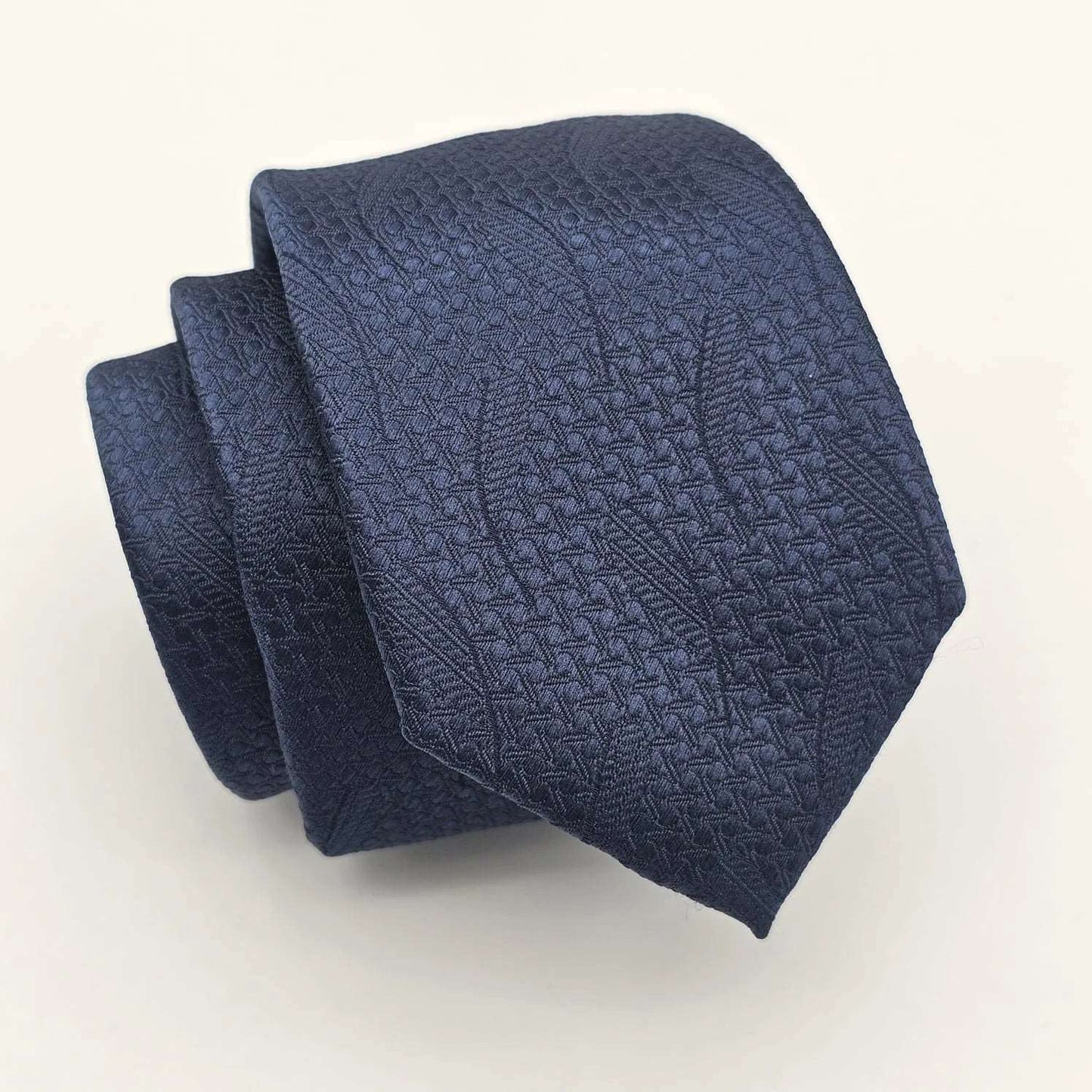 Dark Blue Leave Checkered Tie