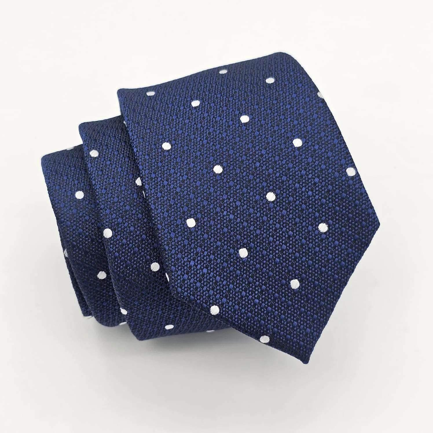 Dark Blue White Dotted Tie