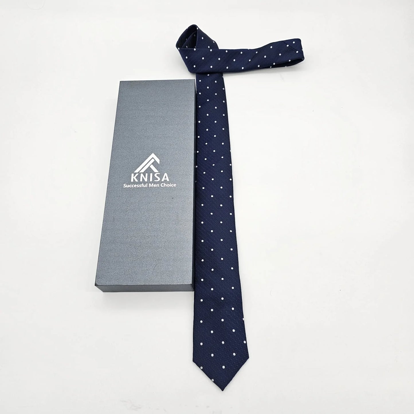 Dark Blue White Dotted Tie