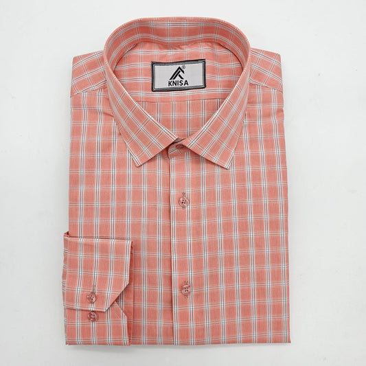 KNisa Coral Plaid Formal Shirt