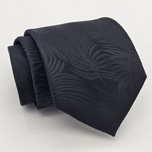 Black Fern Elegance Tie with Pocket Square