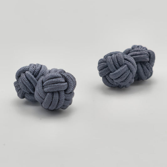 CUFFLINK SILK KNOT, TYPE UNI-COLOR TWIN-FIST, GREY