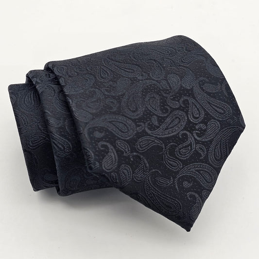 Ebony Majesty Paisley Tie with Coordinating Pocket Square