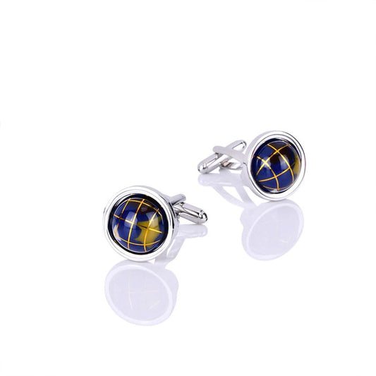 Golden Latitude Midnight Globe Cufflinks