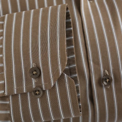 Khaki Brown White & Black Pin Strip Shirt