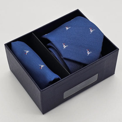 Light Blue Tie White Duck with Pocket Square