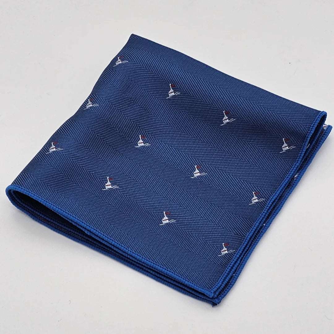 Light Blue Tie White Duck with Pocket Square