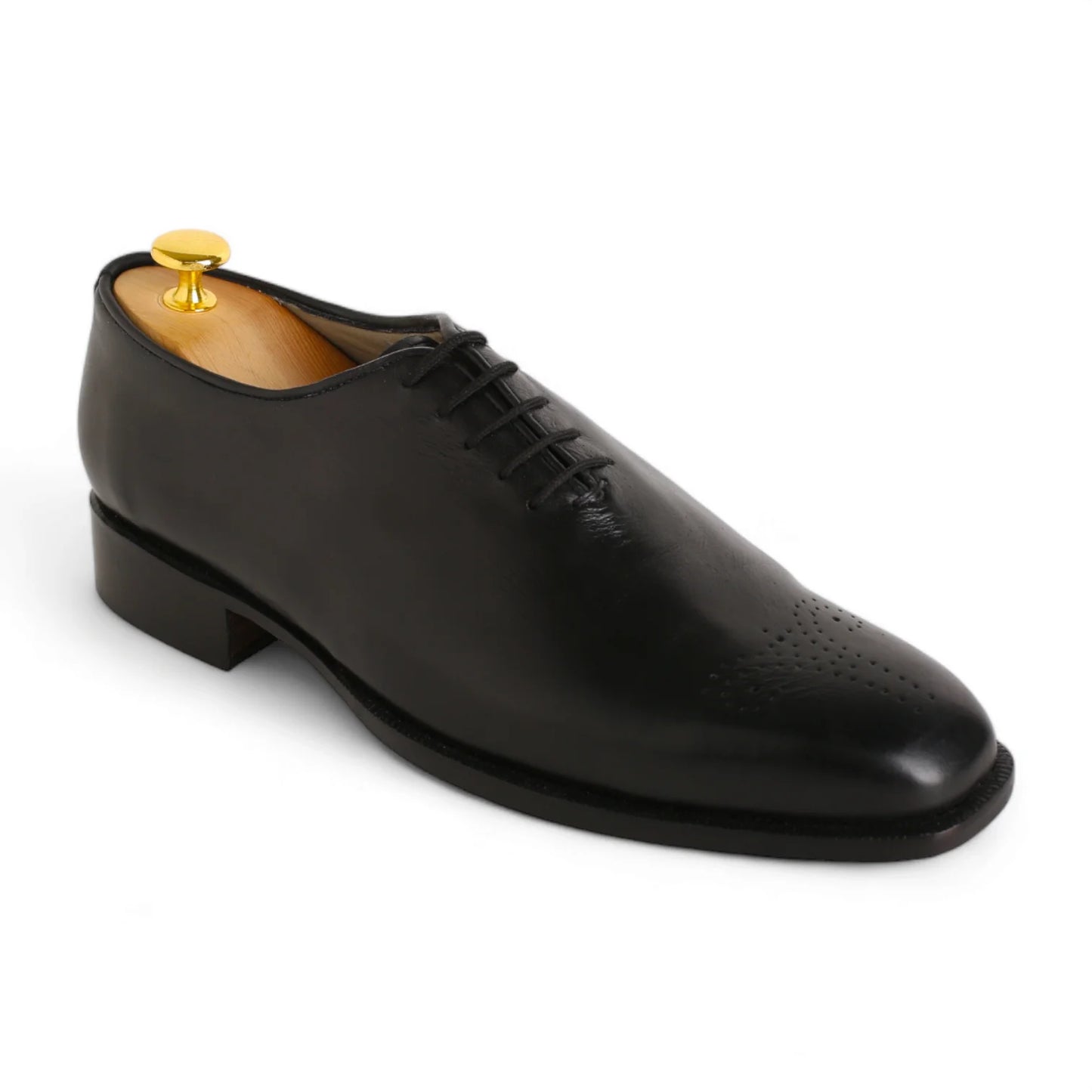 Handmade Men’s Black Calf Leather WholeCut Oxford Shoes