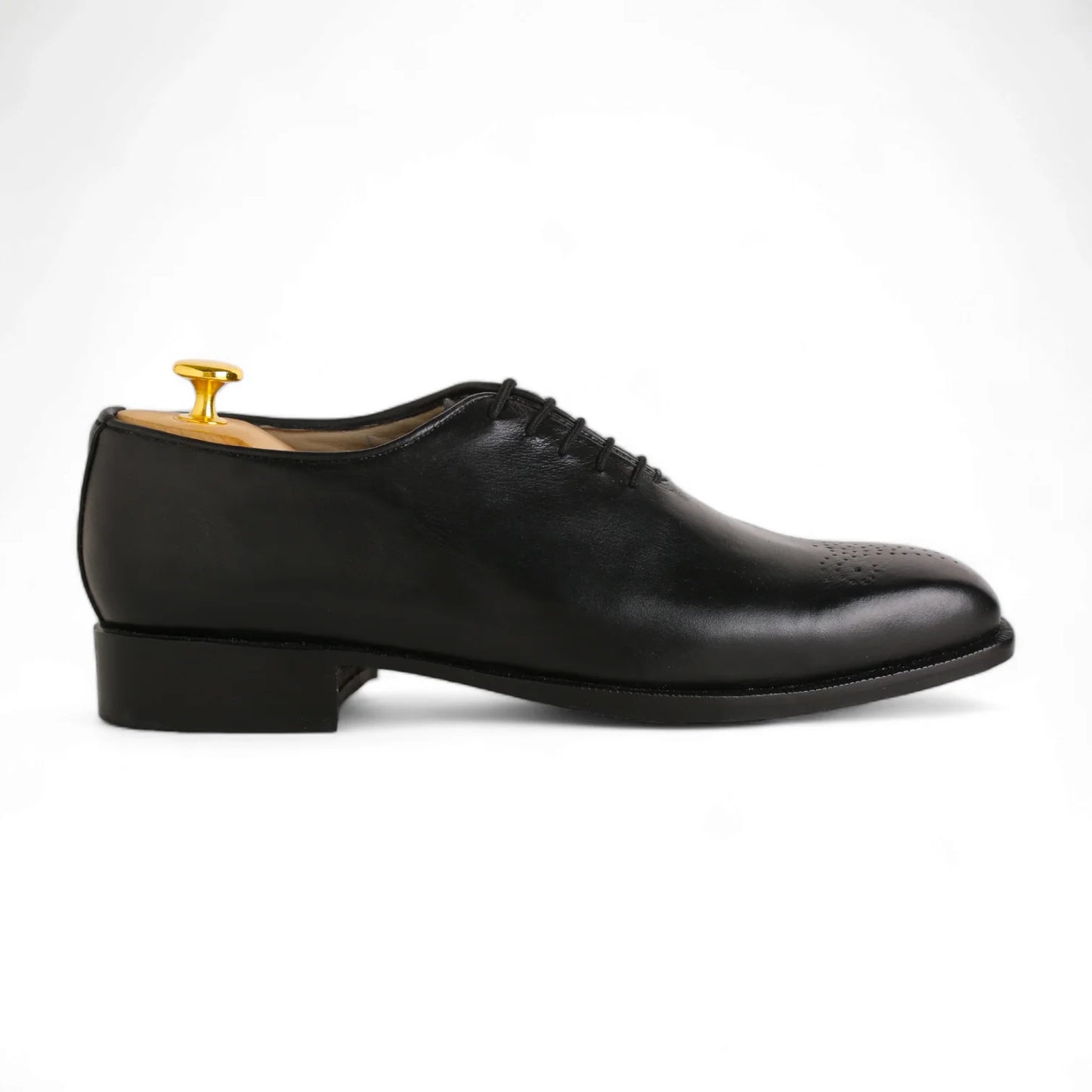 Handmade Men’s Black Calf Leather WholeCut Oxford Shoes