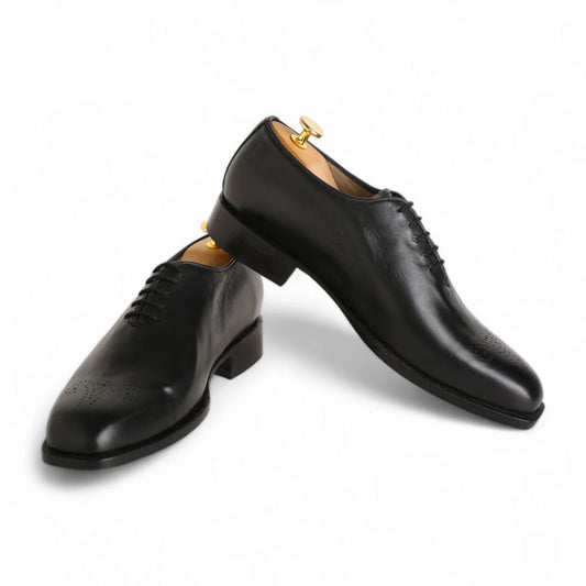 Handmade Men’s Black Calf Leather WholeCut Oxford Shoes