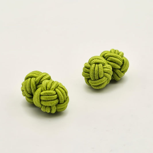 CUFFLINK SILK KNOT, TYPE UNI-COLOR TWIN-FIST, MUSTARD