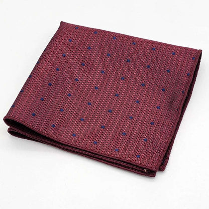 Maroon on Blue Dot Tie with Pocket Square