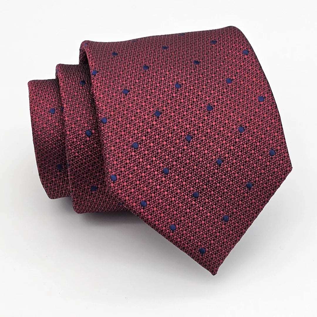 Maroon on Blue Dot Tie with Pocket Square