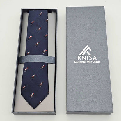 Navy Blue Tie With Hourse Detail