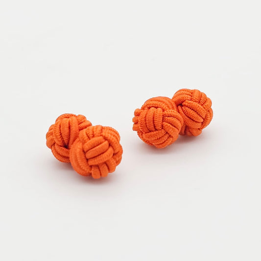 CUFFLINK SILK KNOT, TYPE UNI-COLOR TWIN-FIST, ORANGE