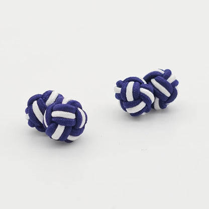 CUFFLINK SILK KNOT, TWIN-FIST, DUAL-COLOR PURPLE & WHITE