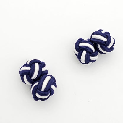 CUFFLINK SILK KNOT, TWIN-FIST, DUAL-COLOR PURPLE & WHITE