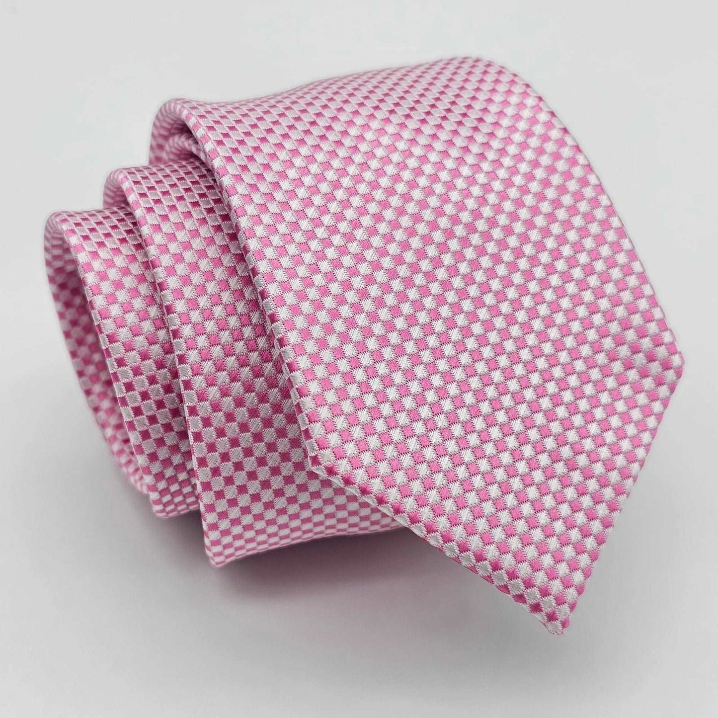 Pink White Harringbon Business Tie