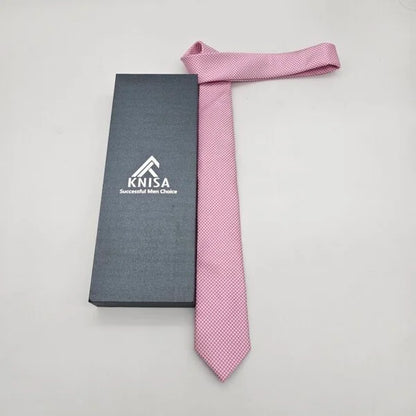 Pink White Harringbon Business Tie