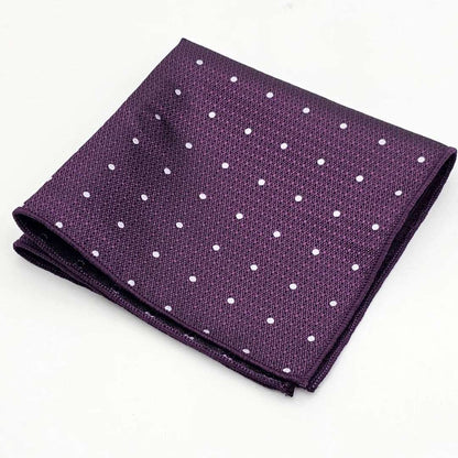 Purple on White Dot Tie with Pocket Square