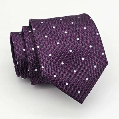 Purple on White Dot Tie with Pocket Square