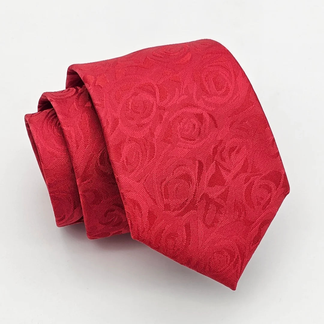 Red Paisley Tie with Pocket Square