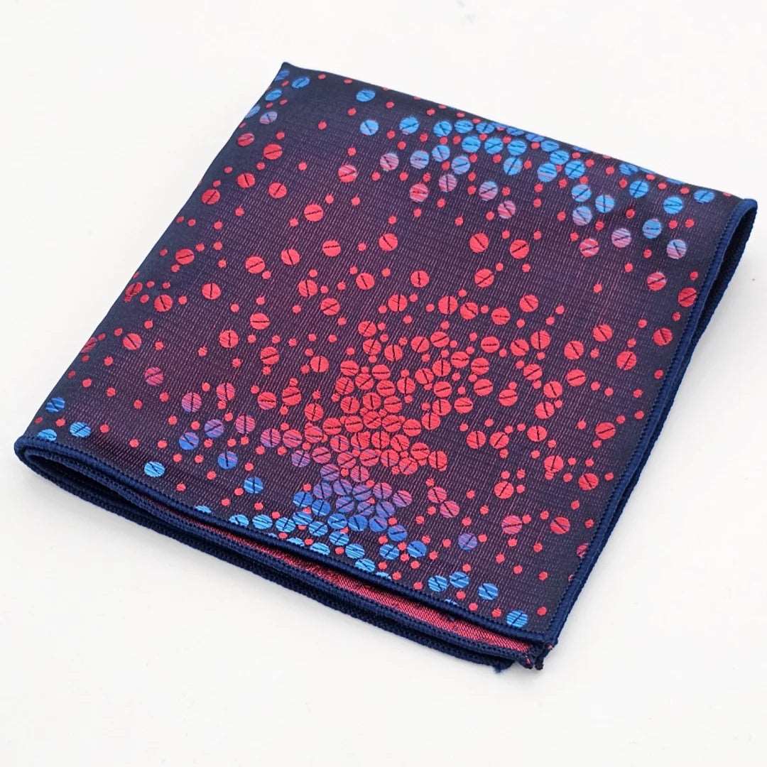 Red Blue Multi Tie with Pocket Square