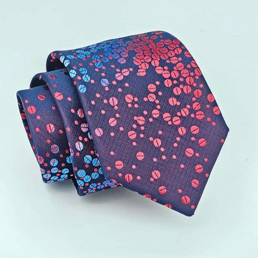 Red Blue Multi Tie with Pocket Square