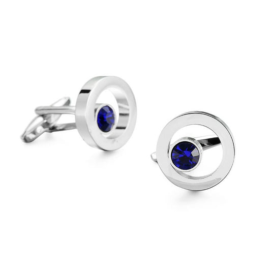 Blue Gem Enclosed Circle Cufflinks