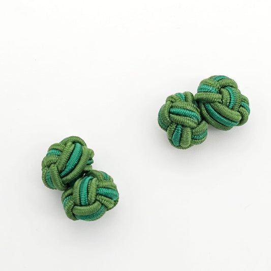 CUFFLINK SILK KNOT, TWIN-FIST, DUAL-COLOR TWO SHADES OF GREEN