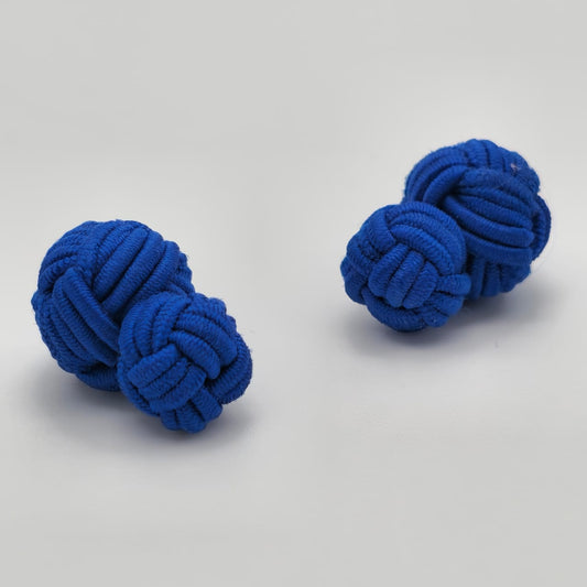 CUFFLINK SILK KNOT, BIG & SMALL DUAL FIST UNI-COLOR AIR FORCE BLUE