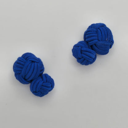 CUFFLINK SILK KNOT, BIG & SMALL DUAL FIST UNI-COLOR AIR FORCE BLUE