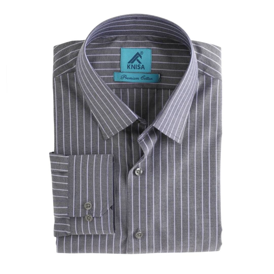 Grey Blue Pin Strip Shirt