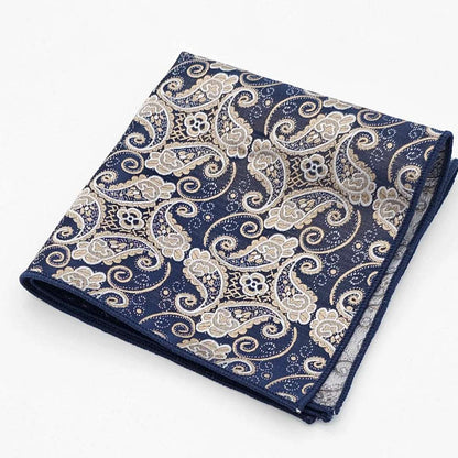 Black Beige Paisley Tie with Pocket Square