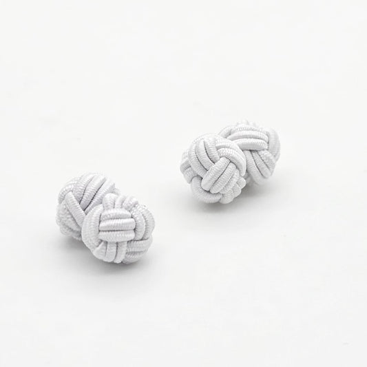 CUFFLINK SILK KNOT, TYPE UNI-COLOR TWIN-FIST, WHITE