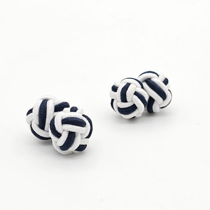 CUFFLINK SILK KNOT, TWIN-FIST, DUAL-COLOR WHITE & BLACK