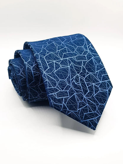 Skyline Geometric Tie With Pocket Square