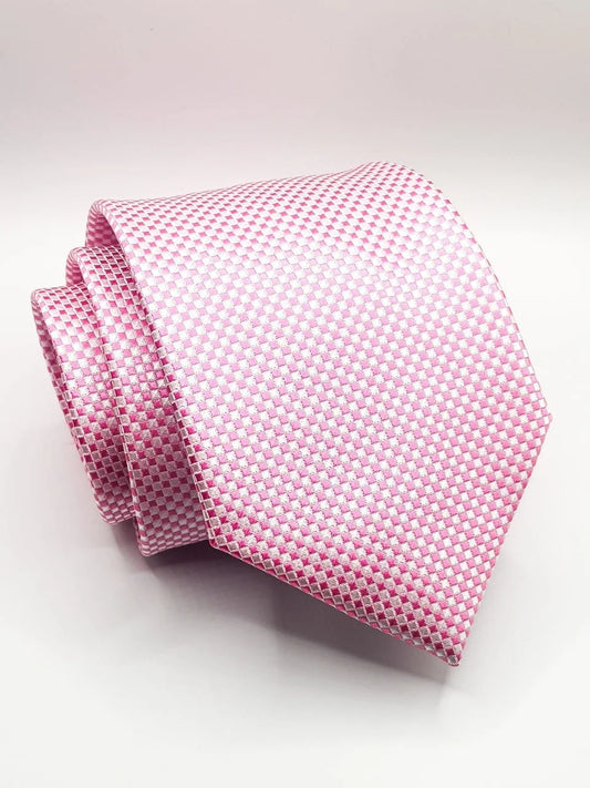 White and Pink Geometric Tie