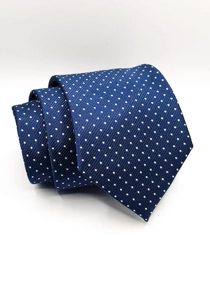 Polka Dot Blue Elegance Tie With Pocket Square