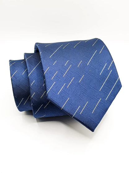 Royal Blue Stripes Tie with Pocket Square