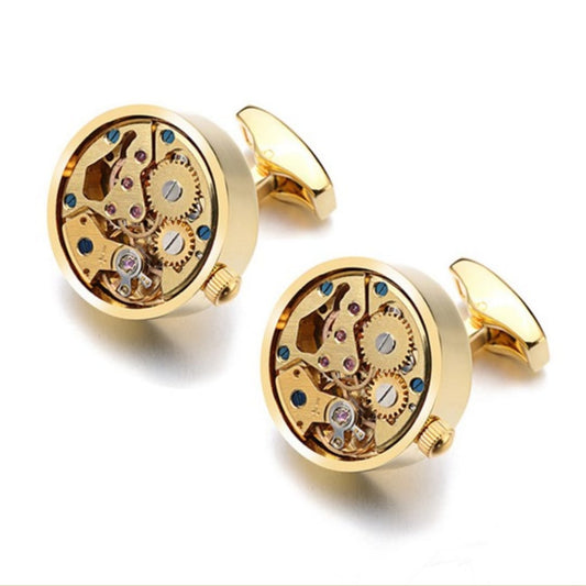 Clock work Charm Golden Cufflink