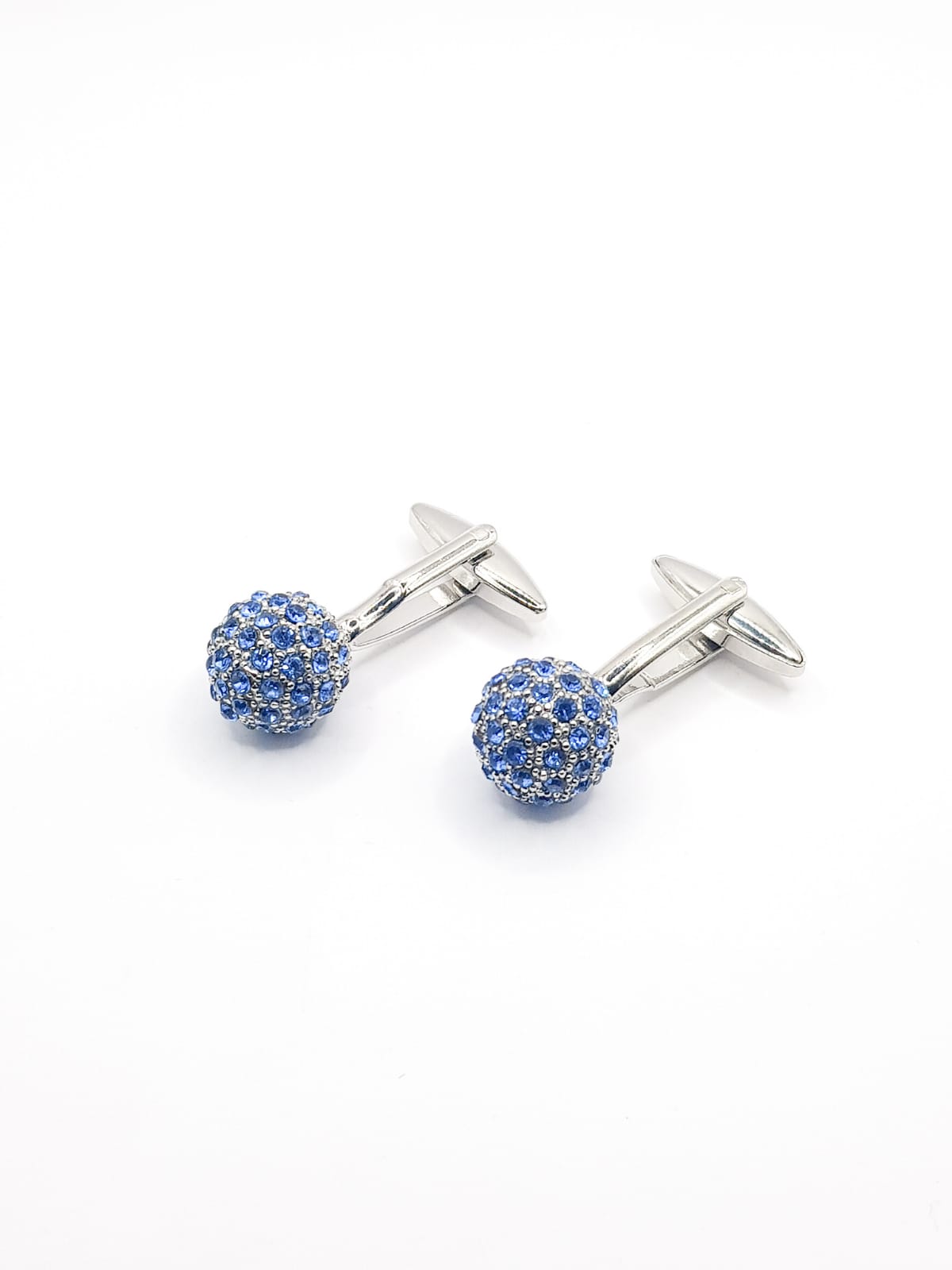 Men’s Crystal Ball Cufflinks Studs Blue