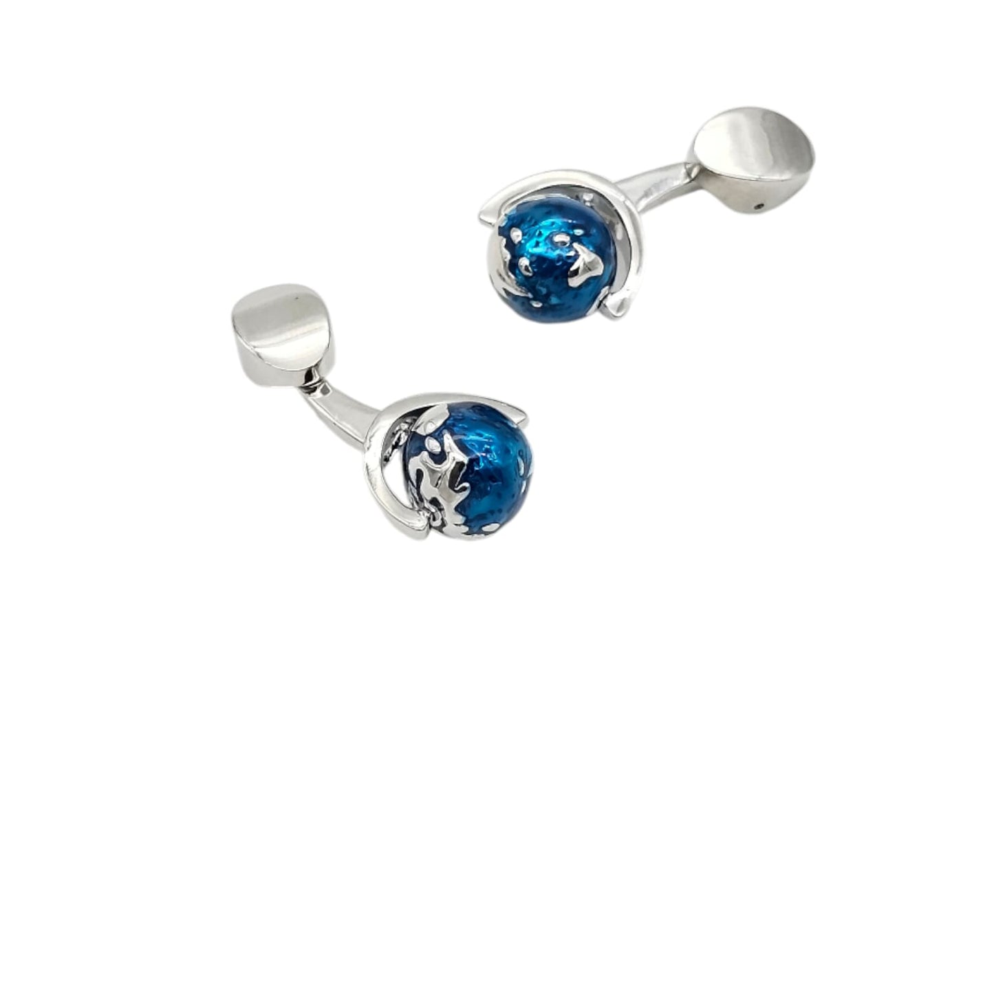 World Map Blue Cufflink