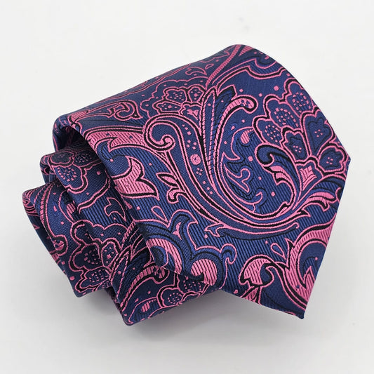 Bold Pink Paisley on Midnight Blue Canvas