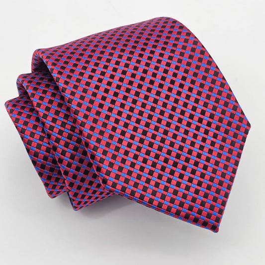 Daring Crimson Diamond Pattern Luxury Tie