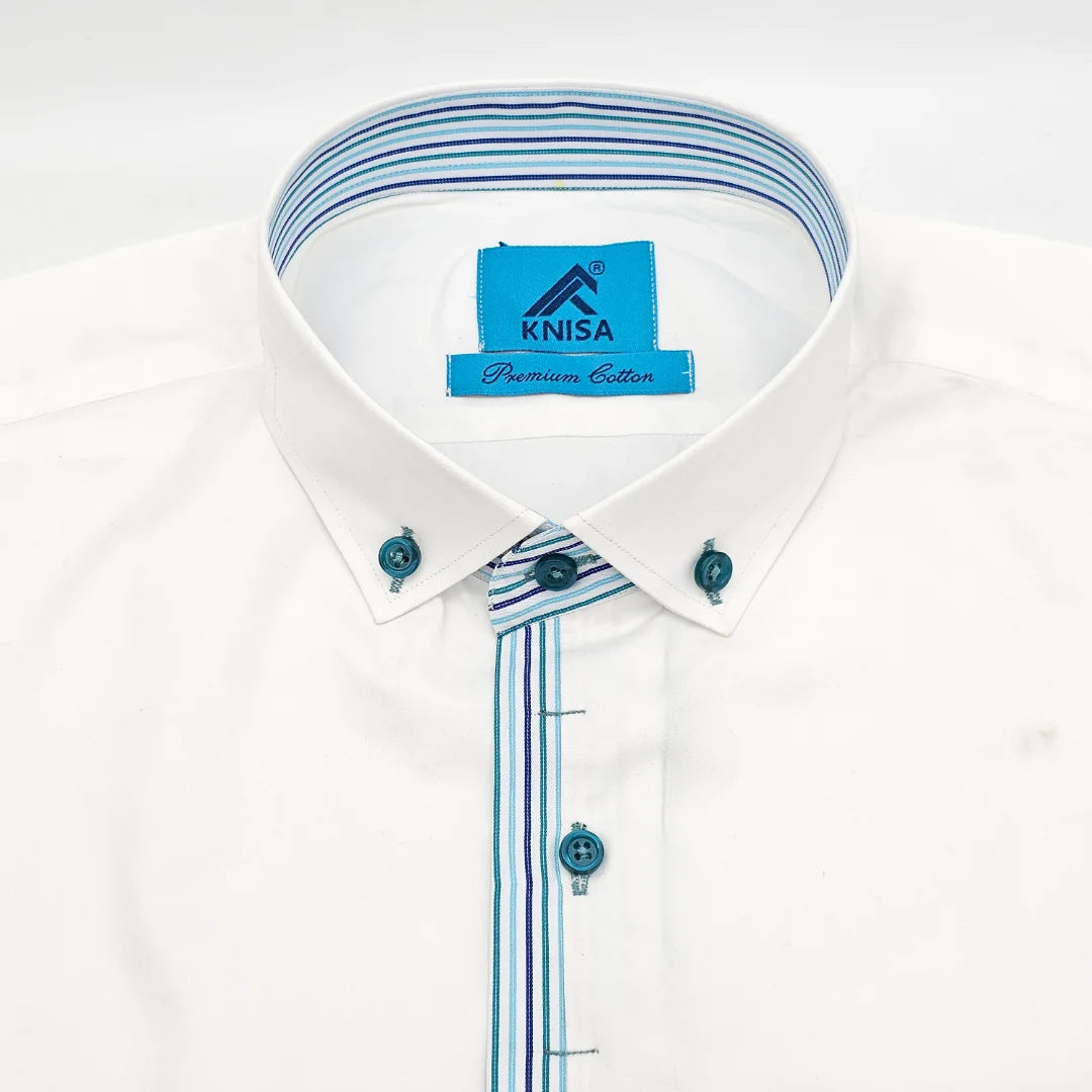 White Business Shirt with Rainbow Detail