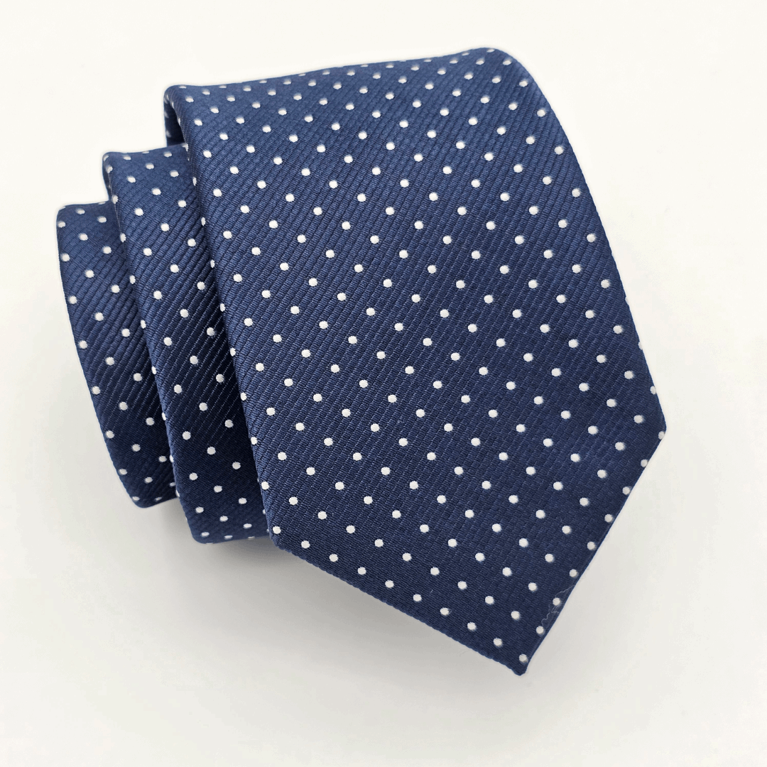 White Dotted Blue Tie